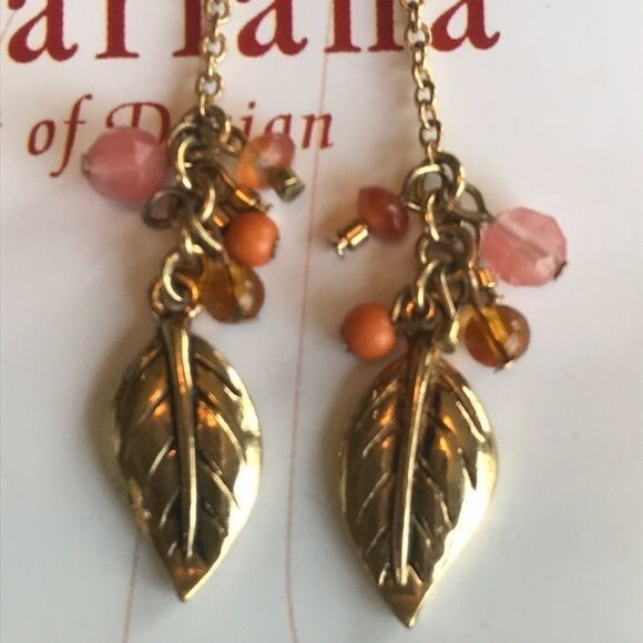 Mariana Gold Feather Drop Earrings!! - Picture 3 of 4